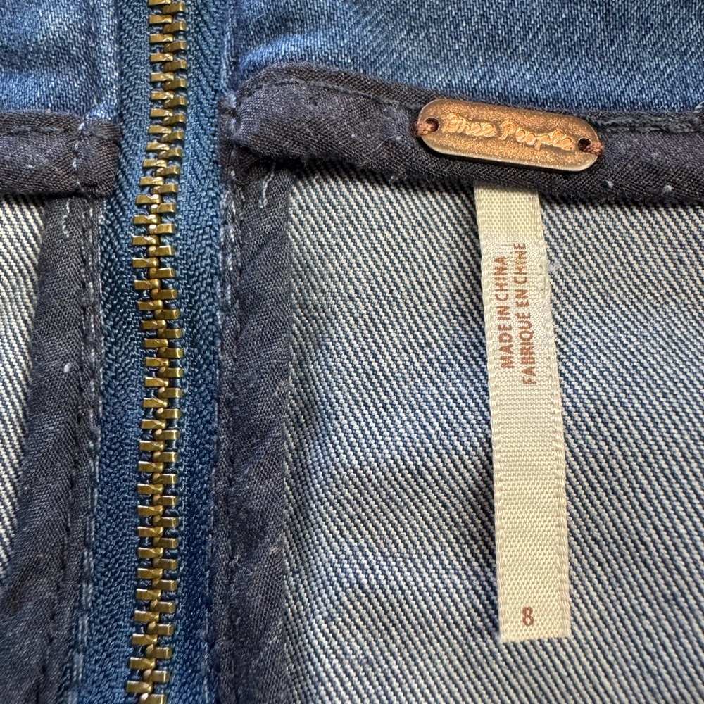 Free People Womens Size 8 Denim Mini Skirt Blue Stretch Festival - Picture 2 of 5